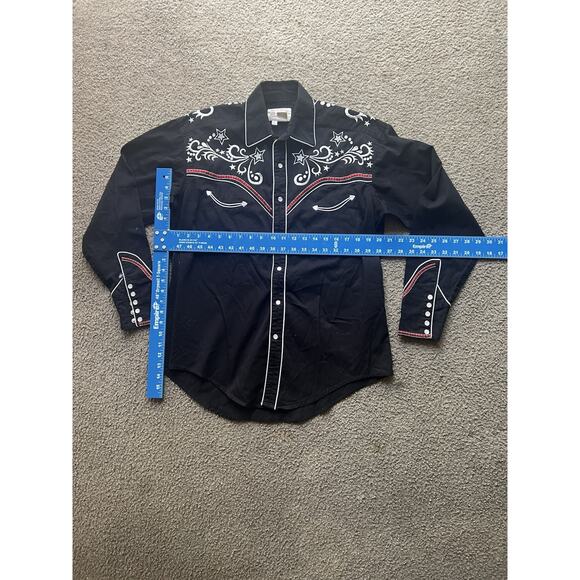 Rockmount Mens Black 100% Cotton Star & Scroll Old Western M Shirt Black - Picture 6 of 8